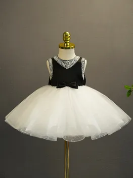 2023 Шикарное и элегантное платье для дня рождения для девочек, расшитое бисером с большим бантом, бальные платья для официальной вечеринки, детские вечерние платья
