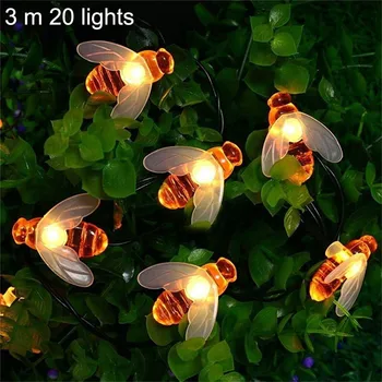 3 М 20 светодиодных гирлянд Bee Fairy String Lights, гирляндные лампы на батарейках для наружного украшения Рождественской гирлянды, гирлянда для забора