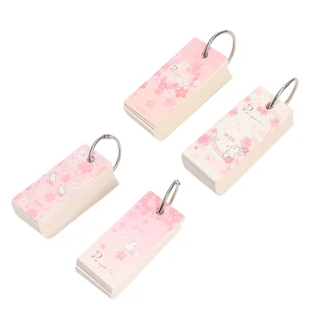 4шт блокнотов в переплете Sakura Pink, портативный блокнот с отрывными листами, флэш-карты, блокноты для заметок для школьного офиса (смешанные