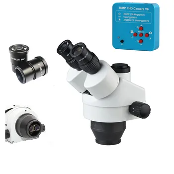 7X-45X Тринокулярная Стереозумная головка микроскопа 2K 38MP Электронная цифровая видеокамера 1080P