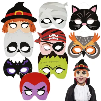 9 шт. Маски животных на Хэллоуин, женские бумажные маски для вечеринок, Маскарад, творческий ребенок