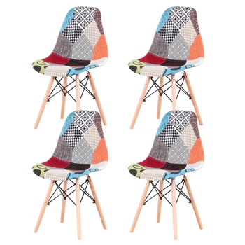 EGOONM 4 шт./компл. Современные обеденные стулья из лоскутной ткани, офисные кресла для отдыха с деревянными ножками для кухни, гостиной, столовой