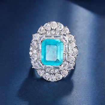 EYIKA Luxury Lab Рубиновые Изумрудные кольца с камнями Серебряного цвета Женское Обручальное кольцо с обещанием, ювелирные изделия из хрусталя Crashed Fusion для женщин