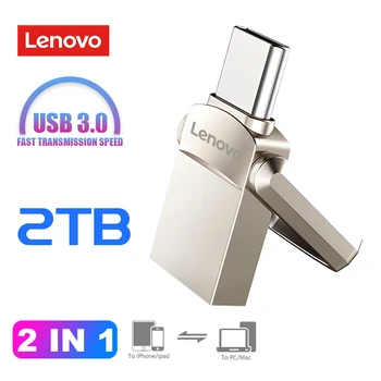 Lenovo 2 в 1 OTG Металлический U-диск USB 3.0 для высокоскоростной передачи файлов Портативный USB-накопитель TYPE-C Memoria большой емкости 2 ТБ 1 ТБ