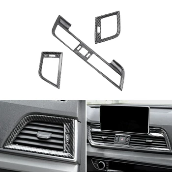 LHD Для Audi Q5 Q5L FY 2018-2021 Внутреннее Центральное Управление Автомобиля Кондиционер Боковой Воздуховыпуск Вентиляционная Рамка Крышка ABS Отделка Карбоновой Текстурой