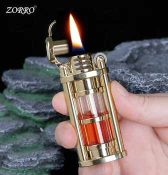 Zorro, хит продаж, прозрачная видимая масленка, классический шлифовальный круг, керосиновая зажигалка, мужской креативный подарок для курения