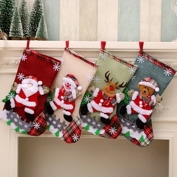 Большие рождественские носки Пакеты для конфет Носки Санта Клауса Подвески для Рождественской елки украшения Navidad Носки Рождественские Детские подарочные пакеты