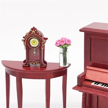 Винтажный кукольный домик Миниатюрная модель 1:12, Игрушечный Мини-классический стол, Настольные часы, Антикварная мебель, Каминные часы, Доступ к домашнему украшению