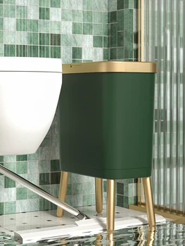 Водонепроницаемое мусорное ведро для ванной, Золотое мусорное ведро большой емкости для туалета