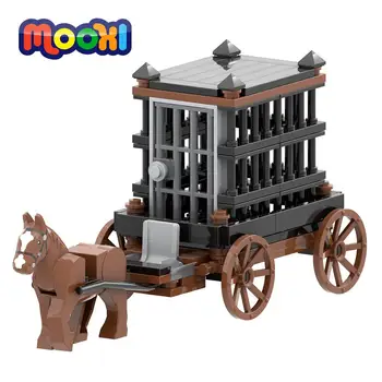 Военная черная тюремная машина MOOXI, кирпичная модель, обучающая детская игрушка для детей, подарок на День рождения, строительный блок, сборка деталей MOC5016