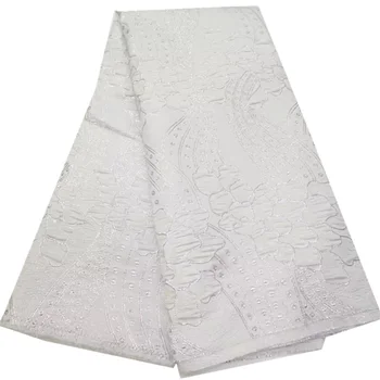 Высококачественная Швейцарская вуалевая кружевная ткань Из Африканского хлопка, 5 ярдов Нигерийской сетчатой кружевной ткани с вышивкой для свадебного платья F3756