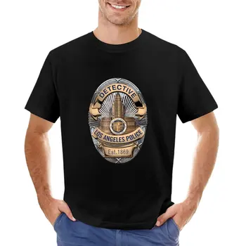 Департамент полиции Лос-Анджелеса - Значок детектива Полиции Лос-Анджелеса поверх Синей бархатной футболки на заказ, мужские винтажные футболки
