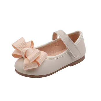 Детская кожаная обувь принцессы 1-3 лет, тонкие туфли для младенцев и малышей, обувь на плоской подошве с галстуком-бабочкой для девочек