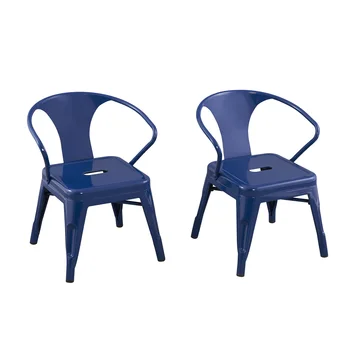 Детское металлическое кресло для занятий спортом темно-синего цвета - Комплект из 2-х, рабочее кресло, сталь, легко моется