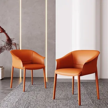 Дизайнерские оранжевые обеденные стулья для гостиной, офисное кресло из усовершенствованной стали, роскошная современная мебель для дома Silla Escritorio WXH30XP Дизайнерские оранжевые обеденные стулья для гостиной, офисное кресло из усовершенствованной стали, роскошная современная мебель для дома Silla Escritorio WXH30XP 1