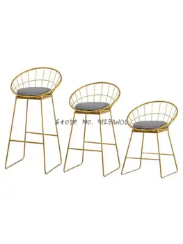 Железный барный стул табурет из магазина скандинавской одежды фотография высокий стул обеденный стул сетчатый красный барный стул бытовая спинка барного стула