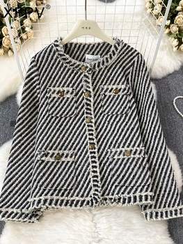 Женская шерстяная куртка XFPV с круглым вырезом и кисточками, короткий топ, пальто Y2k Sweet Korean Fashion Tide, весна-осень 2023, SM8203