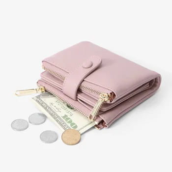 Женский короткий нишевый кошелек, сумочка-портмоне на двойной молнии