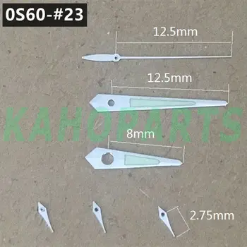 Заостренные стрелки часов с серебряной отделкой 12,5 мм и зелеными светящимися стрелками для механизма Miyota 0S60
