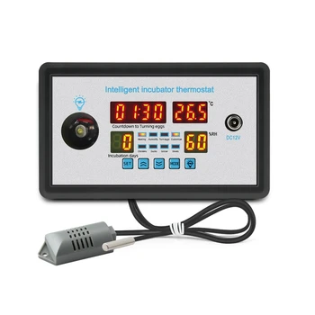 Интеллектуальный термостат ZFX-W9002 Цифровой контроль температуры и влажности Инкубатор с автоматическим переворачиванием яиц на 360 градусов 12 В