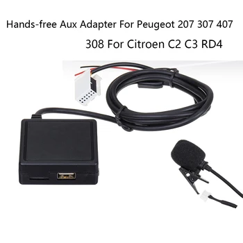 Кабель Приемника Bluetooth Aux с USB-Микрофоном, Адаптер Громкой связи Aux Для Peugeot 207 307 407 308 Для Citroen C2 C3 RD4