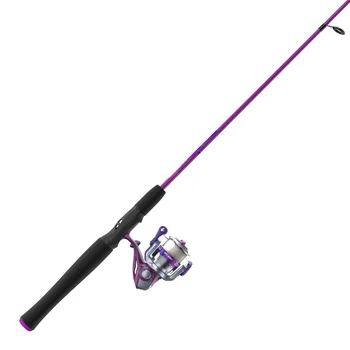 Комбинация катушки для спиннинга и удочки Zebco Splash, 6-футовая удочка из двух частей, фиолетовый