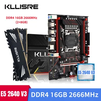 Комплект материнской платы Kllisre xeon x99 E5 2640 V3 LGA 2011-3 CPU 2шт X 8 ГБ = 16 ГБ 2666 МГц Настольная память DDR4 БЕЗ ECC
