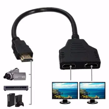 Компьютерные аксессуары 30 см Высококачественный портативный кабель-разветвитель 1 в 2 выхода 1080p HDMI-совместимый адаптер для передачи сигнала