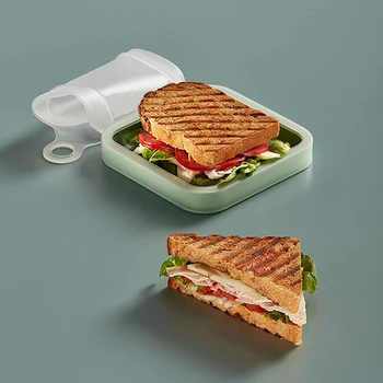 Коробка для тостов с бутербродами Bento Box, Экологичный контейнер для ланча, посуда для микроволновой печи, Многоразовая силиконовая коробка для сэндвичей, Студенческий офис