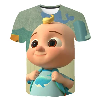 Летняя новинка 2023 года, детский топ JOJOJOs с кокошником и коротким рукавом для мальчиков и девочек с 3D-принтом, милая модная футболка