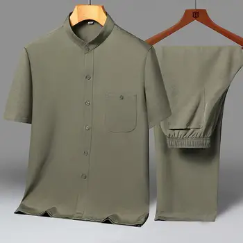 Лето 2023, Новый стиль, мужская мода, повседневная однотонная футболка, мужской высококачественный комплект из двух предметов, M-3XL