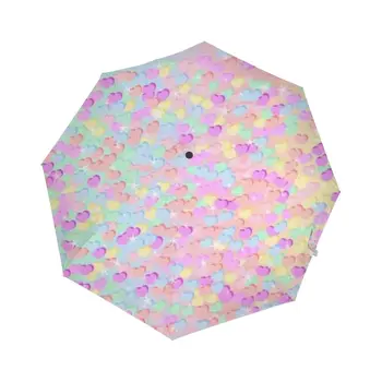 Любящее сердце, зонт на День Святого Валентина, Ветрозащитный дорожный зонт, защита от ультрафиолета, ручной открывающийся закрывающийся 3-х кратный зонт от дождя и солнца