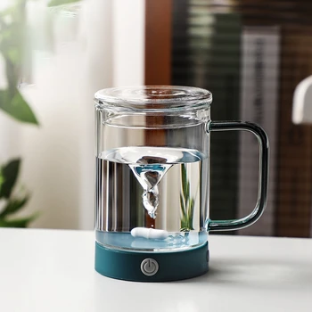 Магнитная чашка для автоматического перемешивания с USB-зарядкой, Двухслойная стеклянная термостойкая электрическая кофейная чашка с интеллектуальным перемешиванием