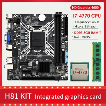 Материнская плата H81 LGA 1150 с процессором core I7 4770 DDR3 с двумя каналами 8 ГБ оперативной памяти ПК 1600 МГц, поддержка USB3.0 SATA3.0