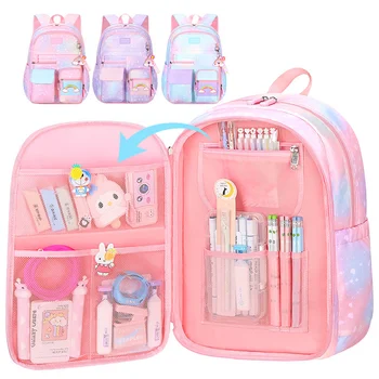 Милая школьная сумка принцессы Рюкзак для девочек большой емкости Многофункциональный детский ранец Rainbow Series Schoolbag