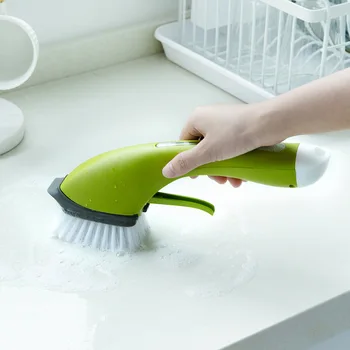 Многофункциональная, с длинной ручкой, с автоматическим добавлением мыла для мытья посуды, щетки для разбрызгивания воды, жидкого наполнителя, щетки для кухонной плиты