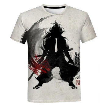 Мужская и женская футболка в стиле ретро Samurai Ninja с 3D принтом, модный повседневный топ с коротким рукавом, уличная футболка в стиле хип-хоп