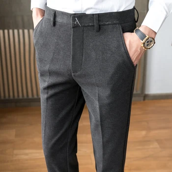 Мужские деловые повседневные брюки в британском стиле, мужские дизайнерские узкие брюки, официальное офисное светское платье для свадебной вечеринки, Костюмные брюки A120