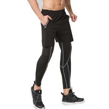 Мужские компрессионные штаны для бега, Тренировочные колготки для бега, Леггинсы, Мужские спортивные штаны для бега, Быстросохнущие брюки для тренировок