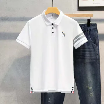 Мужские рубашки поло с логотипом HAZZYS, новые Летние Высококачественные Удобные повседневные футболки люксового бренда с коротким рукавом и отворотом