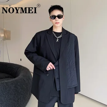 Мужской пиджак NOYMEI High Street, черный, с лацканами в корейском стиле, Свободный, повседневный, Блейзер, Осеннее Новое обычное мужское пальто в стиле пэчворк WA2514