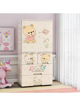 Мультяшный простой детский гардероб, спальня, бытовой пластиковый шкаф, шкаф для хранения, детский подвесной шкаф для хранения