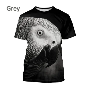 Новая летняя модная мужская футболка с 3D-печатью с милым животным, попугаем, цветочной птицей