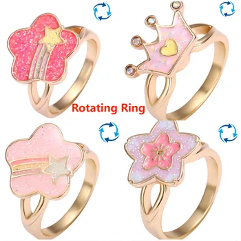 Новое стрессоустойчивое вращающееся кольцо 2023 года с уникальными цветами и дизайном в виде короны, специально разработанное для украшений для девочек