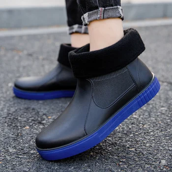 Новые мужские Непромокаемые ботинки, Уличные ботинки без каблука, Водонепроницаемые и нескользящие ботинки 