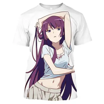 Новые футболки в стиле Харадзюку, мужская и женская повседневная футболка с изображением персонажа аниме Моногатари, футболка с 3D принтом