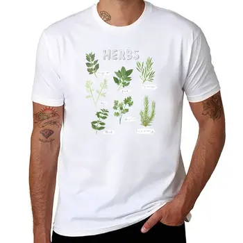 Новые футболки с кулинарными травами, мужские летние топы, винтажная футболка, мужская хлопковая футболка