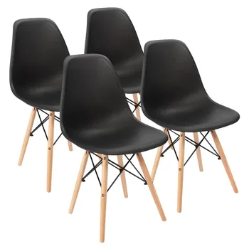 Обеденные стулья Lacoo, предварительно собранные, современный стиль, DSW, стул в виде ракушки, без подлокотников, для кухни, столовой, гостиной, боковые стулья, набор из 4 штук