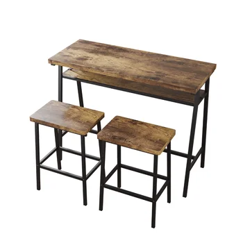 Обеденный набор из 3 предметов, кухонный барный стол с 2 стульями Обеденный набор из 3 предметов, кухонный барный стол с 2 стульями 0