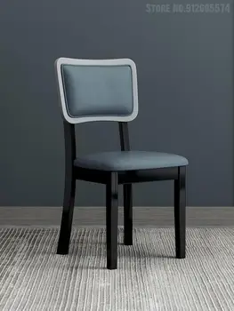 Обеденный стул из массива дерева с мягким покрытием, Современный минималистичный Домашний ресторан, технология отдыха в отеле, Ткань, спинка в сборе, резина